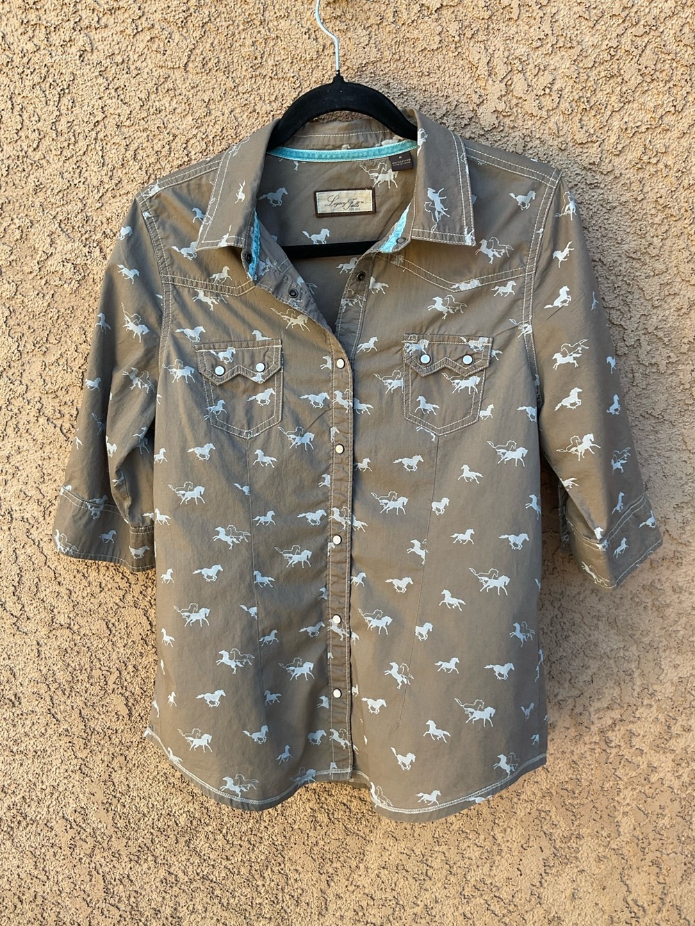 Legacy Falls For Her Womens Medium Brown Snap Front Western Shirt Horses
